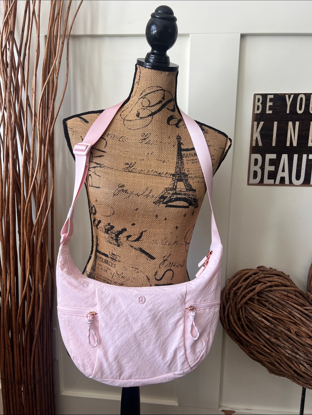 lululemon athletica Pale Pink Crossbody Shoulder Bag w/Rose Gold Hardware NWOT